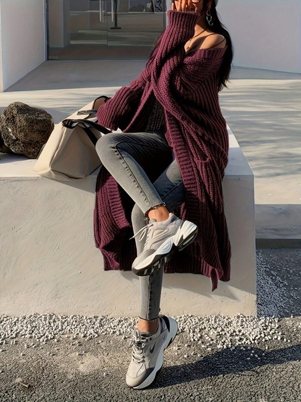 Redwood Casual Women's Knit Long Cardigan Sweater - Picture 3 of 4